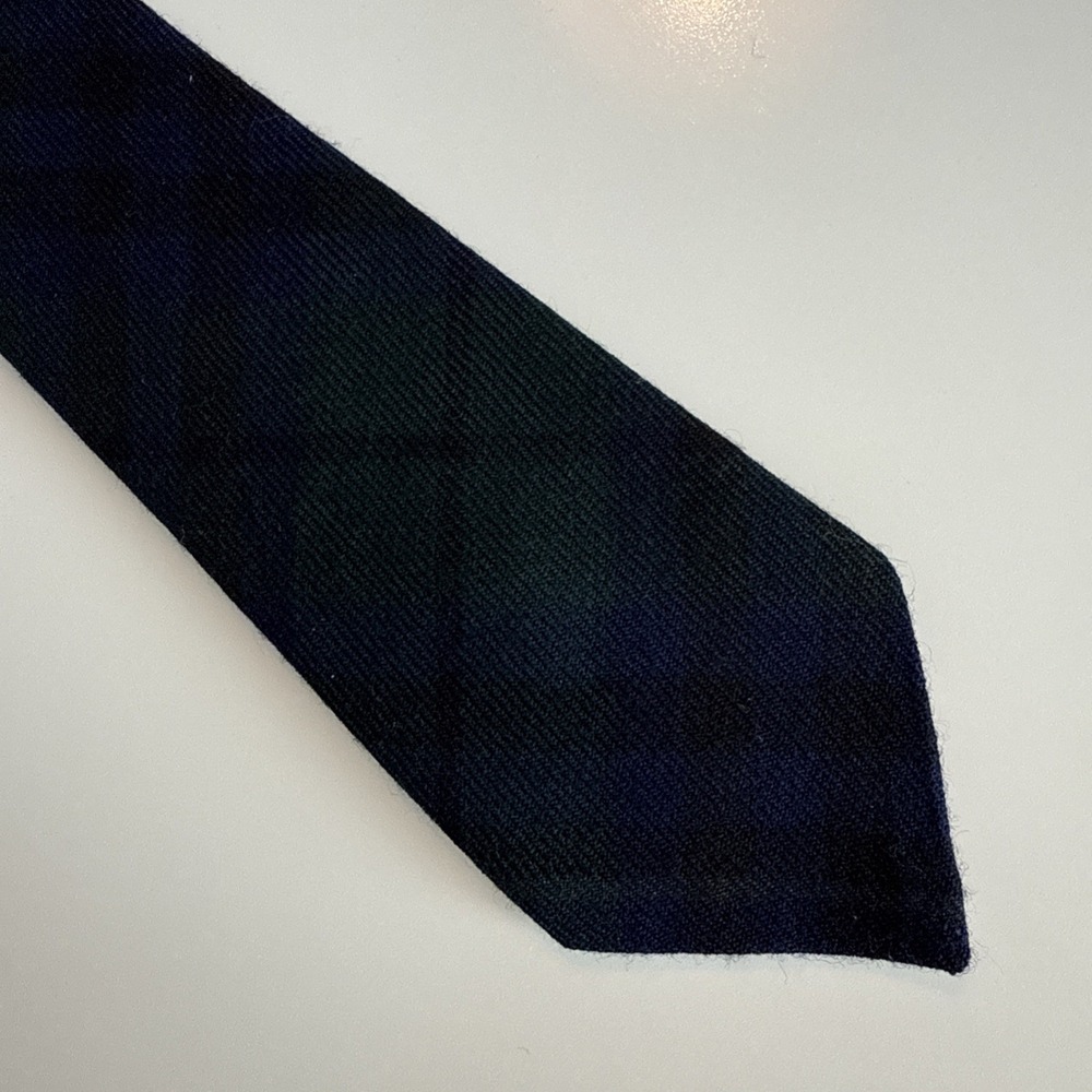 Lochcarron of Scotland 100% New Wool Tie tartan pattern, navy blue, black, green